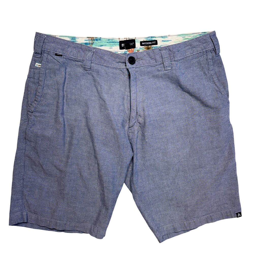 Matix Shorts 32 Blue Mens Modern Fit Chambray Chino Flat Front Casual Walk